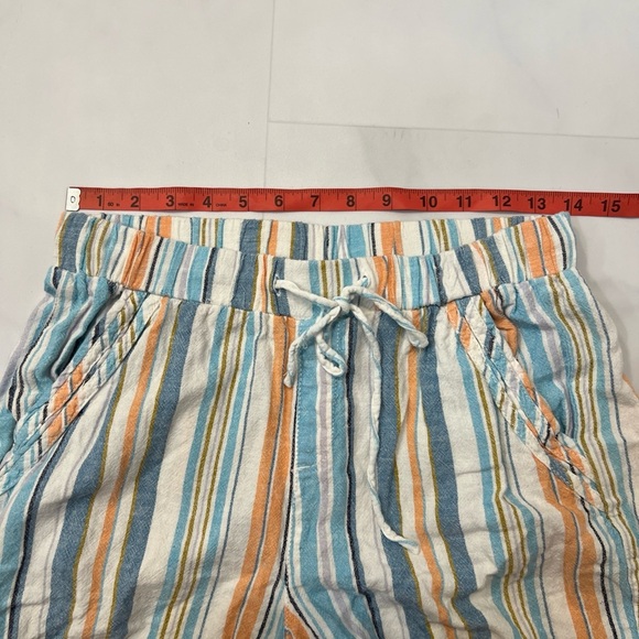 Briggs Linen Blend Blue and Orange Bermudas with Vertical Stripes summer wear - Picture 3 of 5